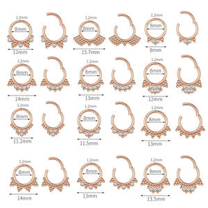 Anillo para la nariz de acero 316L, anillo para el tabique, Plata única, negro, oro rosa, circón, compromiso para niños, boda, venta al por mayor, hipoalergénico - Product Image 5