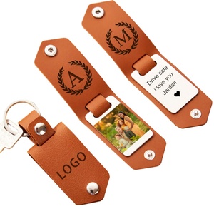 Wholesale Genuine Luxury Retro Blank Leather <b>Key</b> <b>Chain</b> Accessories Custom Brand Logo Faux Leather Photo Album Keychain - Product Image 2