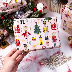 Christmas Wrapping Paper <b>Pink</b> Nutcracker Gold Foil Tree Design 17 In X 32.8 Ft Roll Eco Friendly Gift <b>Wrap</b> - Product Image 3