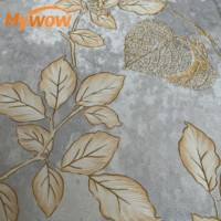 MyWow Nouveau Design Bonne Qualité Fleur Naturelle Feuilles Dorées Papier Peint PVC Pour La Décoration Intérieure