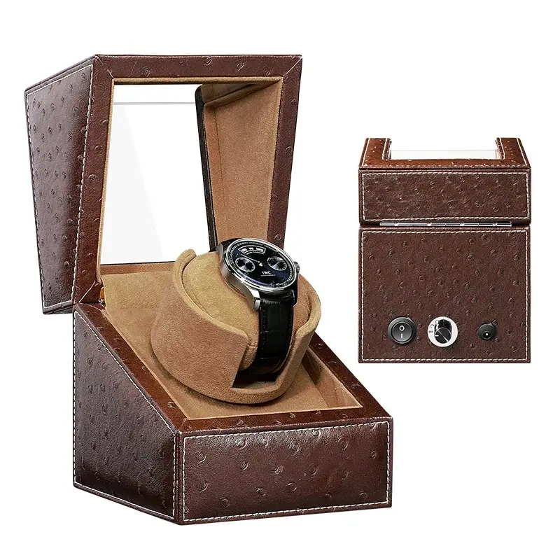 M & Q, лидер продаж, изготовленный по индивидуальному заказу, шейкер для механических часов для домашнего использования или коллекции, коричневая Автоматическая намотка для одинарных часов