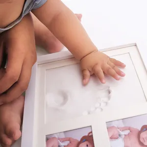 Moldura para fotos de bebês recém-nascidos, kit de impressão de mão e dedo do pé, lembrança para presente de banho de bebê para meninos e meninas