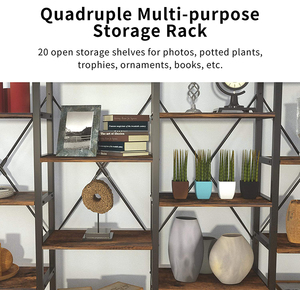 Étagères de bibliothèque d'école bon marché, bibliothèque à 5 niveaux en forme de X, grande étagère ouverte, organisateur d'étagères de Style industriel rustique - Product Image 4