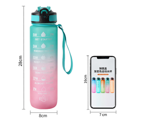 Bouteille d'eau de sport givrée non toxique avec paille, marqueur de temps étanche pour le bureau, l'école et l'entraînement pour faire bouillir l'eau. - Product Image 4