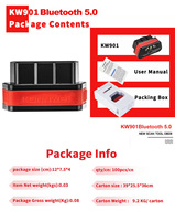 Escáner de interfaz OBDII Konnwei Kw901 con Bluetooth 5,0 y chip IC25K80 Android IOS aplicación móvil gratuita toda la cobertura del coche 12V D