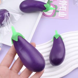 Most Popular TPR Simulated Vegetable Eggplant Squishy Stick Stretchy Decompression Sensory <b>Squeeze</b> Toy for Kids and Adults - Product Image 1