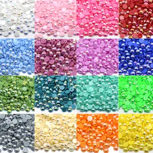  Xulin Groothandel Abs Ambachtelijke Parel Ab Kleur 1.5-16Mm Plastic Flat Terug Abs Half Ronde Parels Bead Voor craft