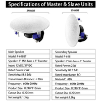 Haut-parleur de plafond sans fil de 6 pouces, 25W, coaxial actif, pour home cinéma, musique d'ambiance, audio multi-pièces