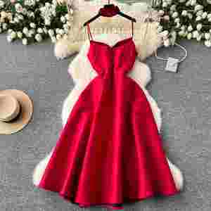 Vestido Midi Casual Elegante de Verano para Mujer, Vestido de Encaje sin Mangas, Color Rojo, Negro y Blanco - Product Image 4