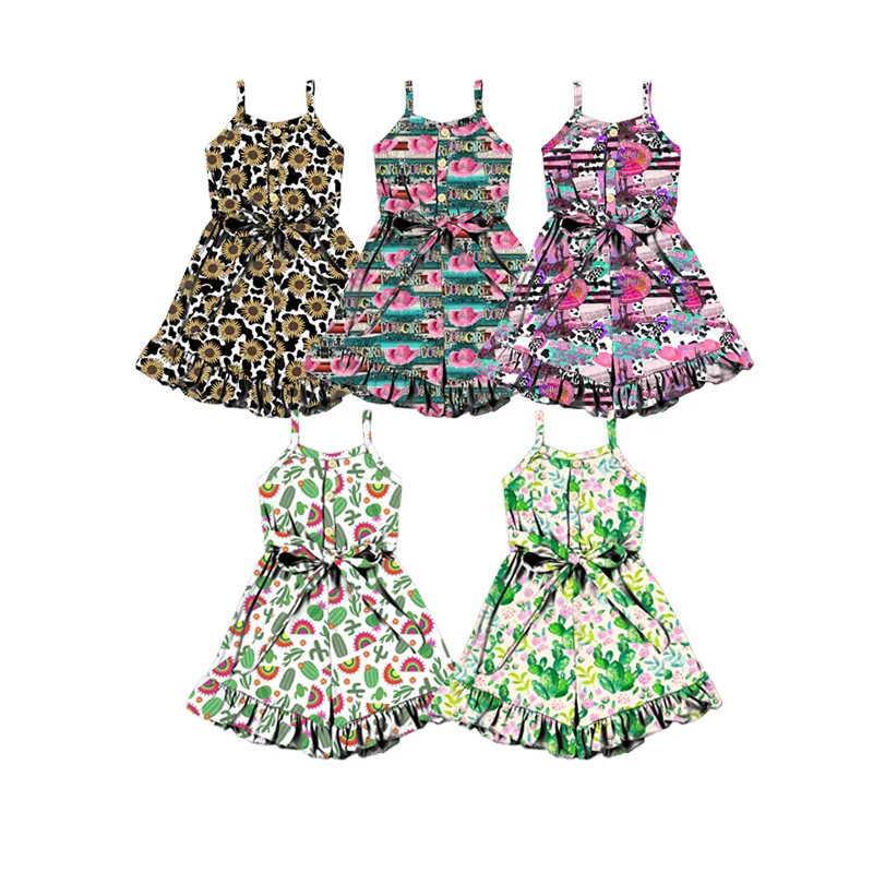 LT-690-WXL Baby Girls Summer Strap Infant One Piece Wholesale Kids Boutique Rompers Toddler Floral Infant Clothing Jumpsuit
