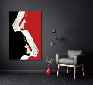 لوحة فنية جدارية حديثة تجريدية لحيوانات برية، خطوط بسيطة ملونة، لوحة أكريليك لغرفة المعيشة، زيت رقمي على قماش، تتضمن إطارًا، سهلة التركيب - Product Image 1