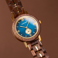 Montre Décontractée Femme en Bois Marron et Acier Inoxydable Doré, Style Antique, Personnalisable avec Logo, Livraison Directe, OEM Chine, Quartz Naturel