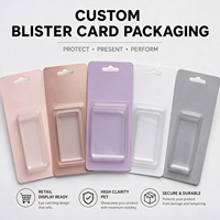 Carte blister transparente personnalisée pour cosmétiques, plateau transparent en PET avec carte en carton imprimée offset, vente en gros