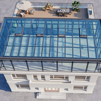 Villa moderne préfabriquée en verre, résistante aux ouragans, écologique, double vitrage trempé, alternative pour l'extérieur