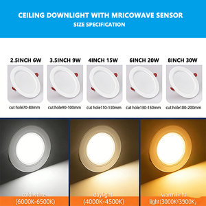 Downlight LED PC 2,5 pouces 5W 4000K lumière du jour avec détecteur <span class=keywords><strong>de</strong></span> mouvement radar et 120° °   Angle <span class=keywords><strong>de</strong></span> faisceau large pour l'éclairage des garages, des sous-sols et des entrepôts - Product Image 2