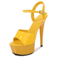 Sandales à talons hauts pour femmes en gros, chaussures de danse pour club et pole dance, talon de 15 cm, semelle extérieure en caoutchouc, chaussures de danse pour femmes
