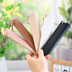 Portable PU Leather Pen Pencil Pouch with Carabiner Slim Storage Case for School Office Supplies and Welcome <b>Gifts</b> Handmade - Product Image 2