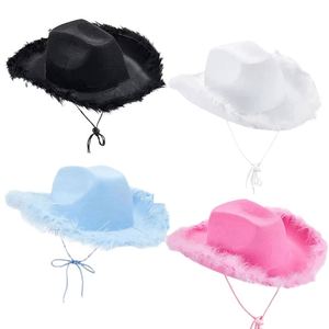 Chapeau de cowboy western rose brut en feutre pour cosplay, fête costumée, Halloween et Noël - Product Image 4