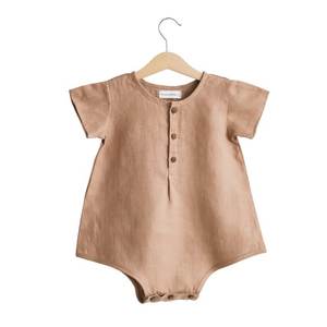 Combinaison pour bébé nouveau-né respirante unisexe à manches courtes en coton 100% lin pour l'été, vêtements pour bébé de 0 à 3 mois - Product Image 2