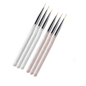 Ensemble de 3 pinceaux à manche pailleté pour nail art, pinceaux fins pour peinture au gel liquide, pour la conception de manucure - Product Image 2