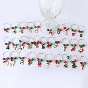 Цветные эмалированные рождественские тематические подвески для бокала вина
