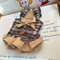 Nouvelles tenues décontractées pour animaux de compagnie style universitaire, tenues de couple, robe légère d'été à carreaux pour chaton et chien
