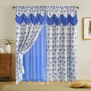 Rideaux de fleurs prêts à l'emploi de style européen pour la chambre et le salon pas cher bonne qualité tissu de fleurs jacquard robuste - Product Image 5