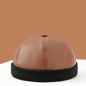 Primavera Verano hombres mujeres Hip Hop Casual Skullcap cálido Beanie sombrero Yupi moda Retro moda Pu chino propietario sombrero - Product Image 2