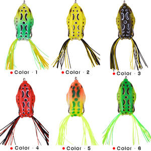 Señuelo de pesca artificial suave para rana, cebo de superficie para lubina, verde, negro, amarillo, rojo, naranja, 6 colores XY-552 - Product Image 1
