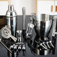 Cocktail-Shaker-Geschenkset Edelstahl-Bar-Werkzeugset mit Eigenem Logo, Eiskübel und Flügelöffner