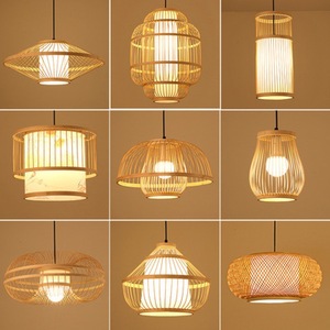 Chinese Style Bamboo Woven Pendant <b>Lamp</b> Round E27 LED Single Head Chandelier For Living Room Bedroom Dining Room - Product Image 5