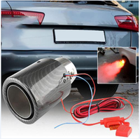 Embouts de tuyaux de silencieux d'échappement de véhicule en fibre de carbone avec lumière LED bleue en acier inoxydable Embout de queue d'échappement de voiture