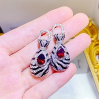 Boucles d'oreilles Bowei détachables, ensemble moderne vintage, imprimé zèbre, rubis, imprimé léopard, bijoux