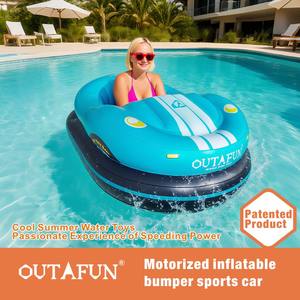 OUTAFUN Jouet de piscine pour adultes Voiture <span class=keywords><strong>tamponneuse</strong></span> <span class=keywords><strong>gonflable</strong></span> avec moteur PVC écologique 1 personne Flotteur de piscine intérieur extérieur - Product Image 2