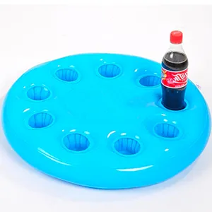 厂家定制促销充气罐酒杯架泳池浮动饮料托盘塑料冰柜酒杯架