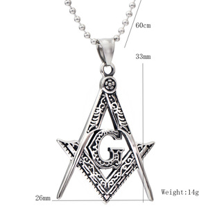 Freemasonry Pendant A Shape Hollow Logo <b>Titanium</b> Steel Necklace Unisex Everyday Wear Geometric Design Steel Color 60cm <b>Chain</b> - Product Image 5