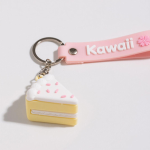 Custom 3D Cartoon Cake Figure Keychain Pvc Keychains Cute Key Ring Bag Pendant for Gift