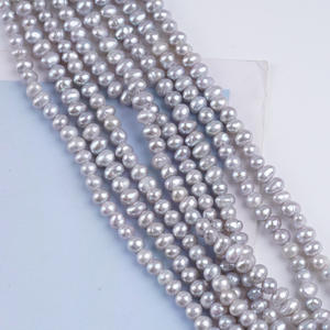 Vente en gros d'usine, perles d'eau douce naturelles grises en forme d'œuf de 18 cm, perles en vrac de 3,5 à 4 mm, matériau pour accessoires - Product Image 2