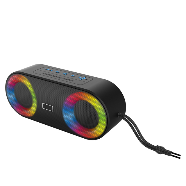 Portable Wireless RGB LED Lights Boombox Music Speaker Waterproof for Bluetooth Audio TF Card Compatibility Outdoor