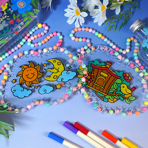 Kit per Creare Acchiappasole con Perline e Pennarelli Acrilici per Bambini, Set Artistico Fai-da-Te con Tema <span class=keywords><strong>Sole</strong></span> e Luna - Product Image 5