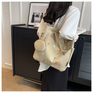 Sac de voyage personnalisé Offre Spéciale Ins sac fourre-tout d'épicerie en toile à la mode avec sangle unique sac à provisions en coton de style coréen de haute qualité - Product Image 4