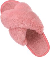 Pantoufles en fourrure pelucheuse à brides croisées pour femmes, semelle extérieure en EVA, bout ouvert, confortables pour l'intérieur et l'extérieur, vente en gros