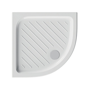 Plato de Ducha Esquinero Dolomite Gemma Cerámica 80 x 80 cm, Altura 7 cm, con Ranuras de Drenaje para Baño - Product Image 1