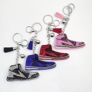 New Bling Rhinestone Keychain Fashion Bag Decoration Korean Velvet Hot Stamping Sports Shoes Sneaker Key Chain Gift Accessories