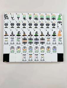 Jeu de Mahjong Américain Personnalisé avec Motif de Sorcière et de Foyer d'Halloween, 160 Tuiles, Tuiles de Mahjong en Plastique Écologique de Luxe et Durables - Product Image 5