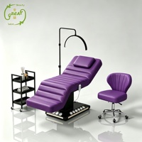 Table de massage électrique en cuir noir pour salon de beauté, lit de soin incurvé pour le visage et les cils, base de lit de beauté électrique