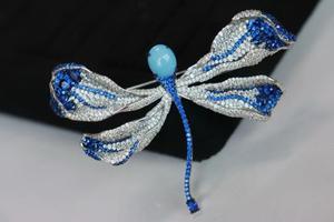 Unique luxe Vintage Tai argent bleu libellule broche cubique zircone bijoux pour fête mariage et cadeau fabriqué en chine - Product Image 5