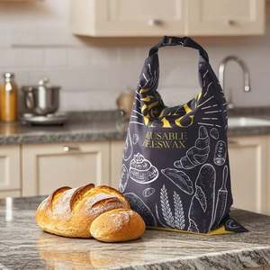 Sac de conservation du pain en coton biologique avec boucle amovible en cire d'abeille - Product Image 4