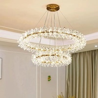 Lustre suspendu moderne de luxe en cristal doré avec LED à intensité variable pour salon, restaurant, cuisine