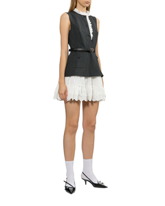 Sweet Solid Ruffled Breathable Lace Vest-Dress with Digital <b>Printing</b> for Summer - Product Image 2